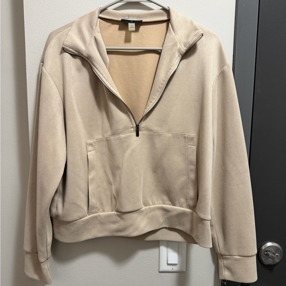 Beige Quarter-Zip Pullover